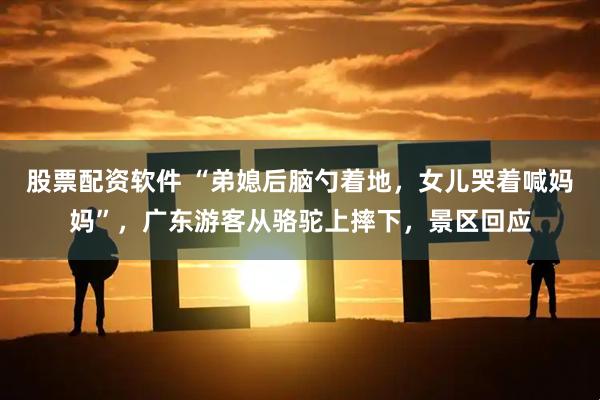 股票配资软件 “弟媳后脑勺着地，女儿哭着喊妈妈”，广东游客从骆驼上摔下，景区回应